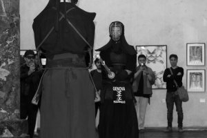 Federico Tilli, atto performativo lezione di kendo - 08 Giugno 2024, Complesso Monumentale di S. M. di Castello a Genova 